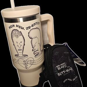 Beavis and Butt-Head Thermal 40oz Travel Mug with Lid, Straw & removable bag MTV